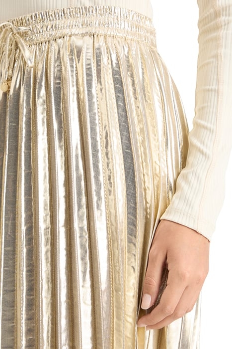 PLEATED SHINY HIGH-RISE MAXI SKIRT GOLD 6