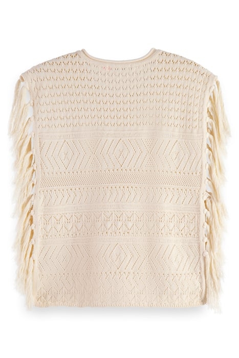 POINTELLE STITCH KNITTED TANK WITH FRINGING SOFT ICE 2
