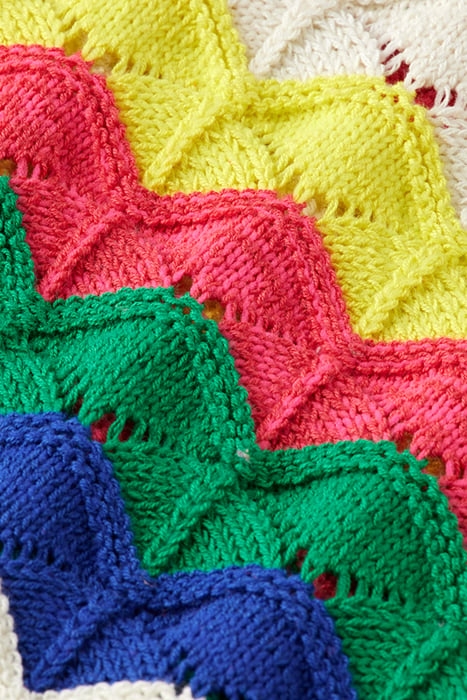 WAVE STITCH KNITTED SHORT SLEEVE PULLOVER PINK WAVE STRIPE 3