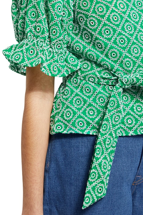 WRAP TOP WITH BRODERIE ANGLAISE GREEN BRODERIE ANGLAISE 7