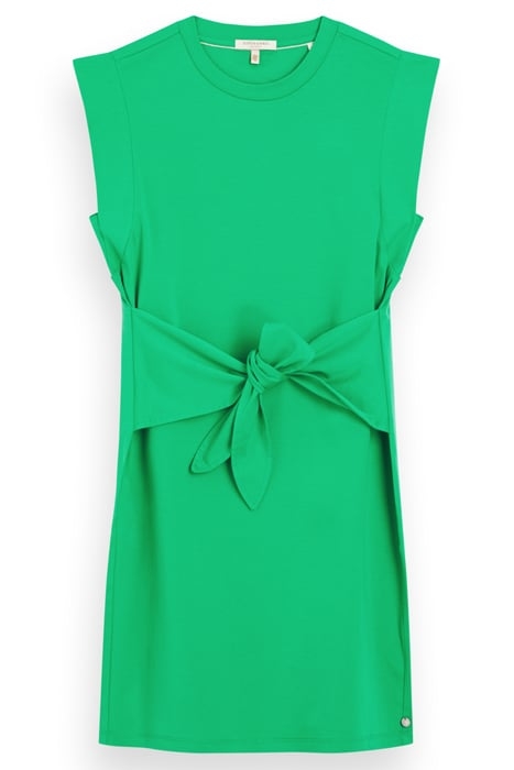 TIE WAIST MINI JERSEY DRESS SCUBA GREEN 1