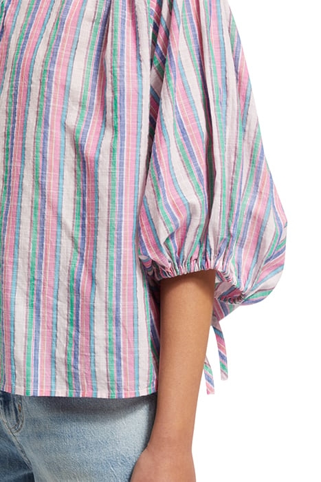 STRIPED BALLOON SLEEVE SHIRT BEACH STRIPE 7
