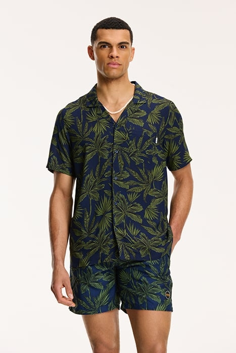PALM LEAVES SHIRT ROYAL BLUE 1