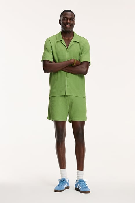 DEAN WAFFLE STRUCTURE SHORTSLEEVE LIGHT OLIVE GREEN 3