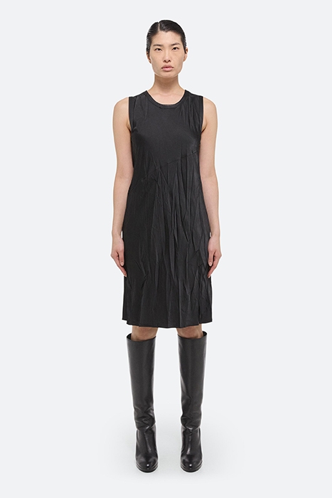 CRUSH BIAS DRESS POLYESTER, SPANDEX BLACK 1