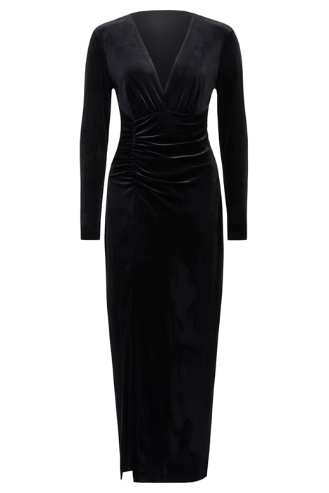 MARISA PLUNGE NECK VELVET DRESS BLACK 3
