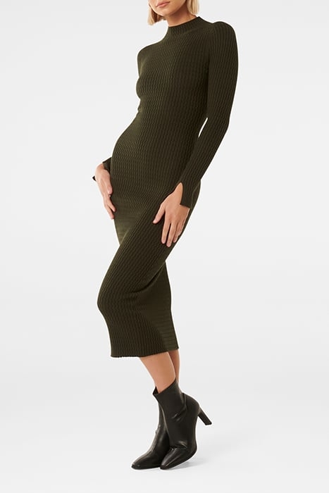 GEORGIA TEXTURED COLUMN KNIT DRESS OREGANO 4