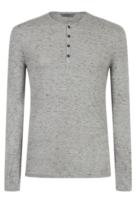 SLIM FIT LS MELANGE NEP RIB HENLEY MED GREY 1