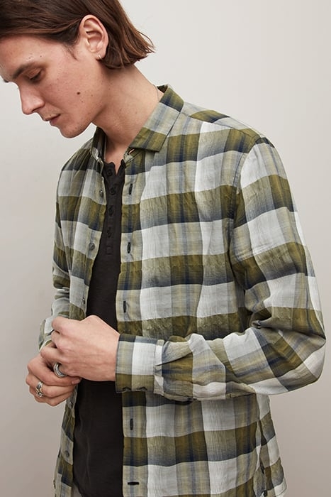 ROSS SLIM FIT LS SPORT SHIRT BLUFF EDGE BOTTLE GREEN 2