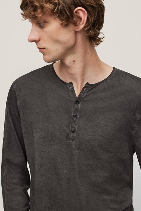 GREENWICH REGULAR FIT LS HENLEY WITH COL OLIVE LEAF 2