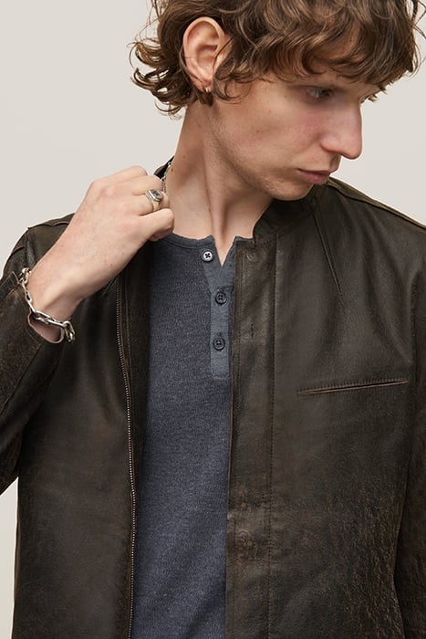 RACER JACKET WITH RAW EDGES WOOD BROWN 2