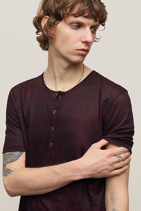 TORRANCE REGULAR FIT SS LINEN HENLEY WIT DARK PLUM 2