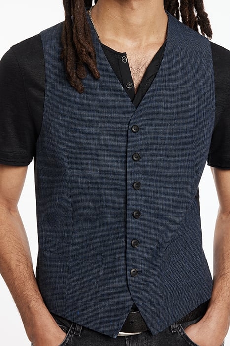 FRONT BODY DARTS VEST WITH WELT HIP POCK INK BLUE 3