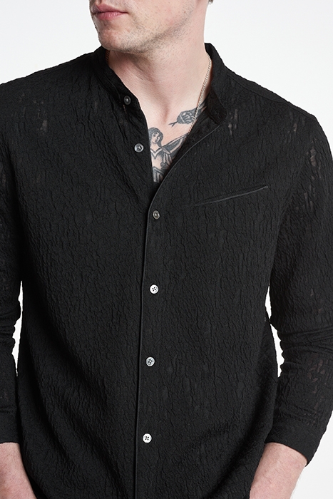 GLENN REGULAR FIT LS SHIRT WITH PIPING D BLACK 3