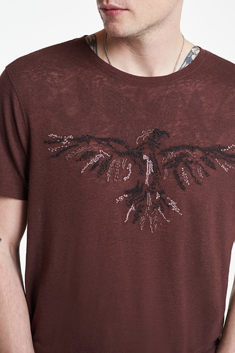 SS CREW TEE - RAVEN EMBROIDERY TERRA BROWN 3