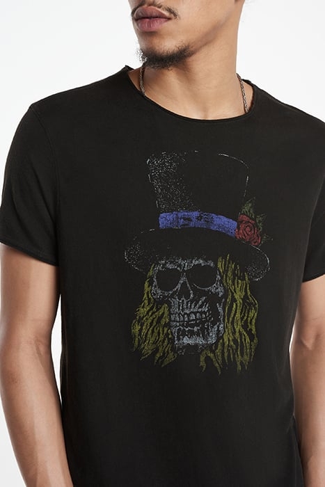 SS RAW EDGE TEE VINTAGE WASH -SKULL TOP BLACK 3