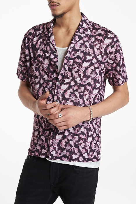 LEFLORE REGULAR FIT SS CAMP SHIRT WITH F ANTIQUE ROSE 1