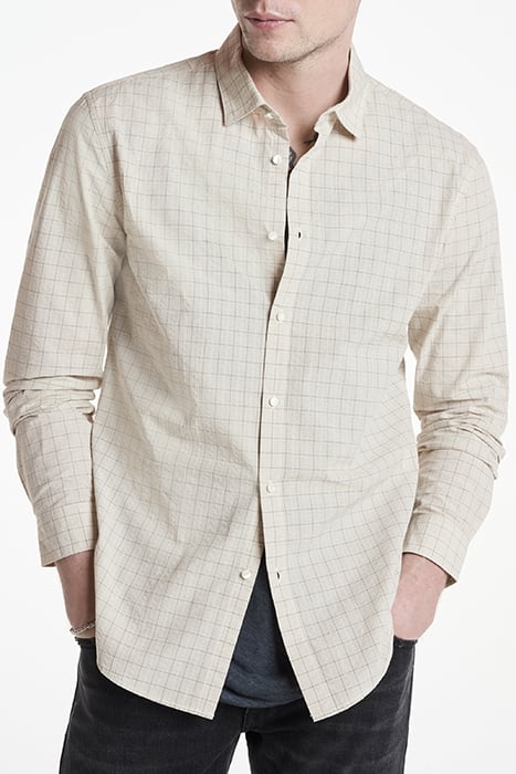 SLIM FIT SPORT SHIRT WITH SHANK BUTTONS MACADAMIA 1