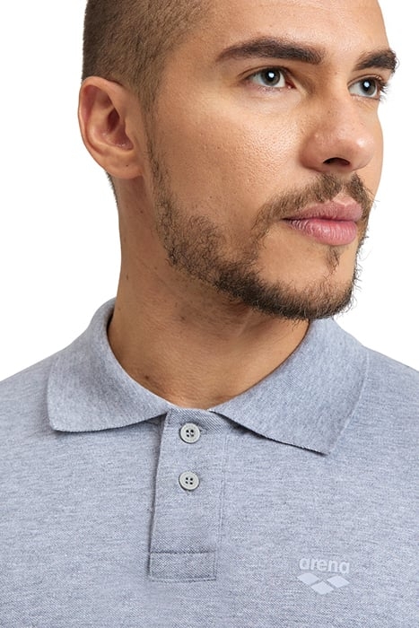 MEN'S POLOSHIRT SOLID COTTON PIQUET MEDIUM GREY HEATHER-WHIT 6