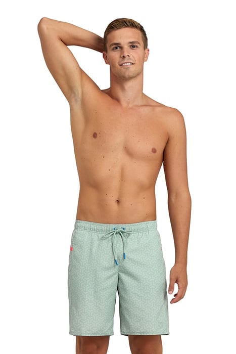 MEN'S ARENA PRO_FILE BEACH BERMUDA PRINT JADE-FLUO RED 1