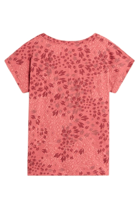 NELLY NOTCH NECK TEE PINK PRINTED 2
