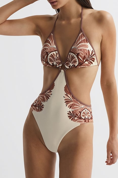 NATALIE-PRINT ONE-PIECE TAN 1