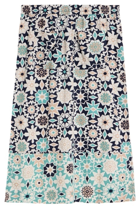 ELLE LINEN BLEND SKIRT NAVY PRINTED 2