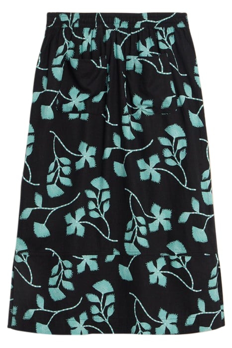 ELLE LINEN BLEND SKIRT BLACK PRINTED 2