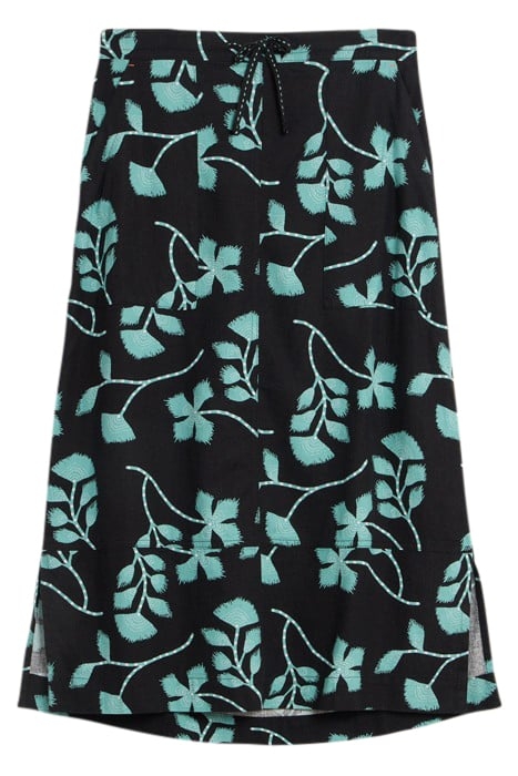 ELLE LINEN BLEND SKIRT BLACK PRINTED 1