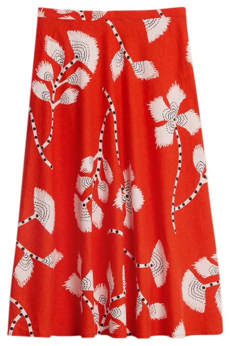 CLEMENCE LINEN BLEND SKIRT RED PRINTED 1
