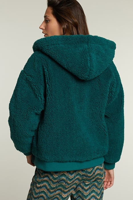GREEN OVERSIZED HOODED BOMBER JACKET 2