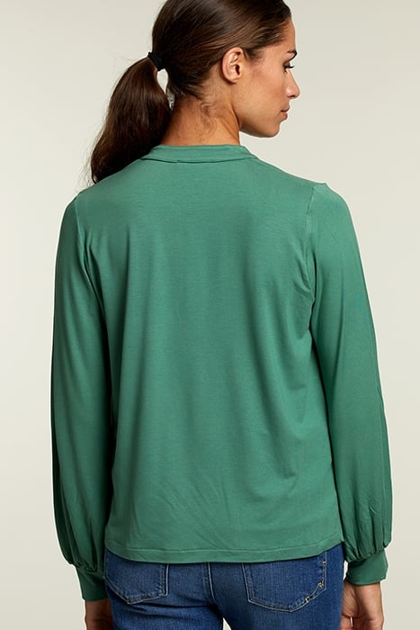 GREEN V-NECK T-SHIRT BALLOON SLEEVES 2