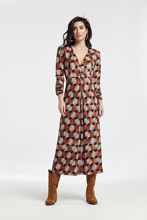 FRONT KNOT DETAIL CONTO DRESS RUSSET ORANGE 1
