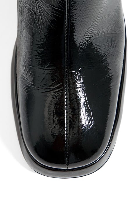 BLACK LEATHER PLATFORM HEELED ANKLE BOOT 4