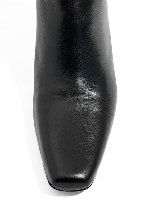 BLACK LEATHER HEELED GAUCHO ANKLE BOOT 4