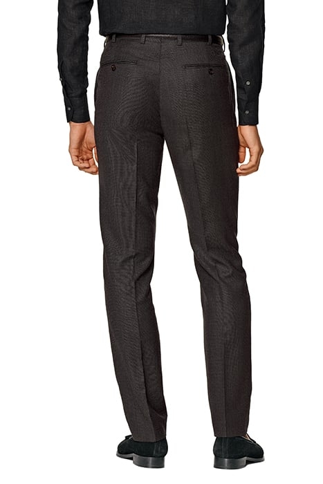 DARK GREY BIRD'S EYE SLIM LEG STRAIGHT SUIT TROUSERS 2