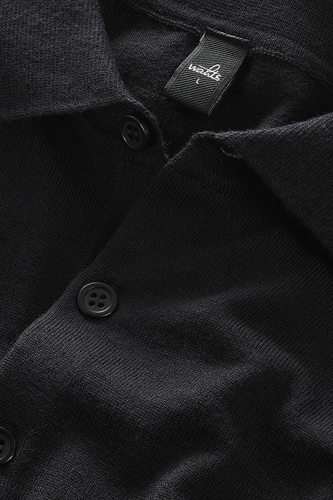 WARD | LONGSLEEVE MERINO RETRO POLO PURE BLACK 2