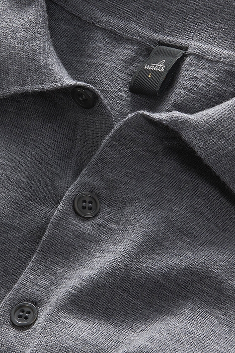 WARD | LONGSLEEVE MERINO RETRO POLO MID GREY MELANGE 2