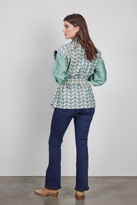 SLEEVELESS VEST DIAM PRINT GRANITE GREEN WITH TROY PRINT 2