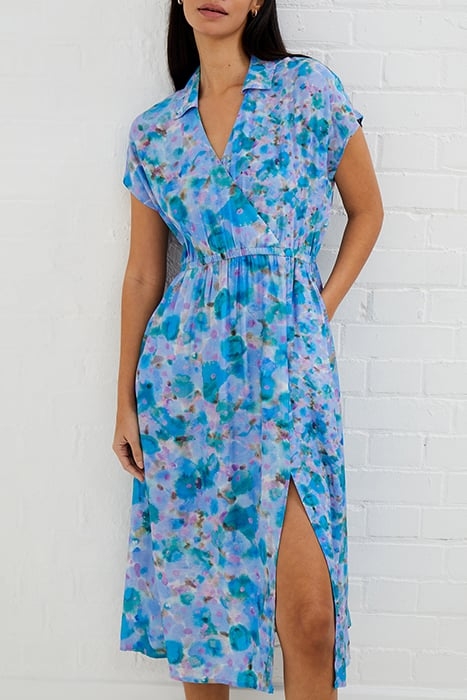 GRETHA DRAPE WRAP DRESS BLUE 5
