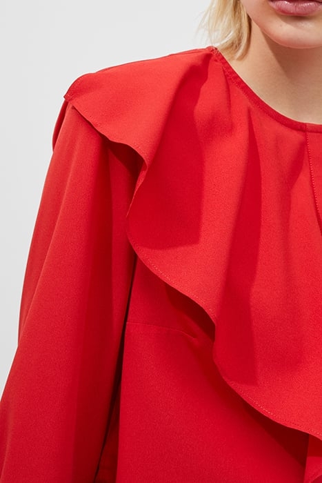 CREPE LIGHT ASYMM FRILL SHIRT RED 5