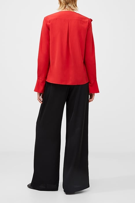 CREPE LIGHT ASYMM FRILL SHIRT RED 2