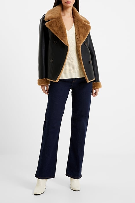 CERYS PU FAUX FUR JACKET BLACK 2