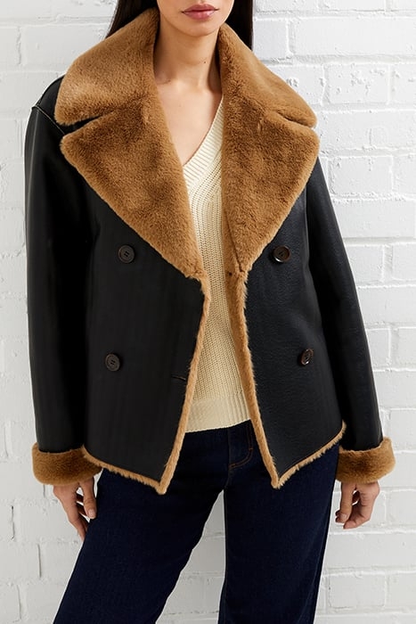 CERYS PU FAUX FUR JACKET BLACK 4