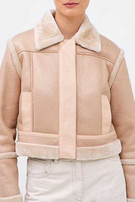 BELEN FAUX FUR L/S CROP JKT BROWN 4