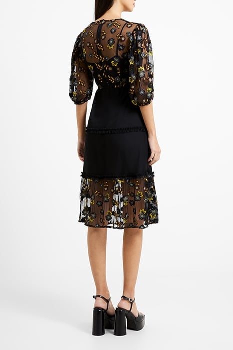 CAMIELLE EMBROIDERED MIDI DRES BLACK 3