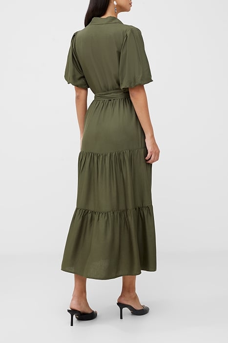 PUFF SLV VISCOSE SHIRT DRESS GREEN 2