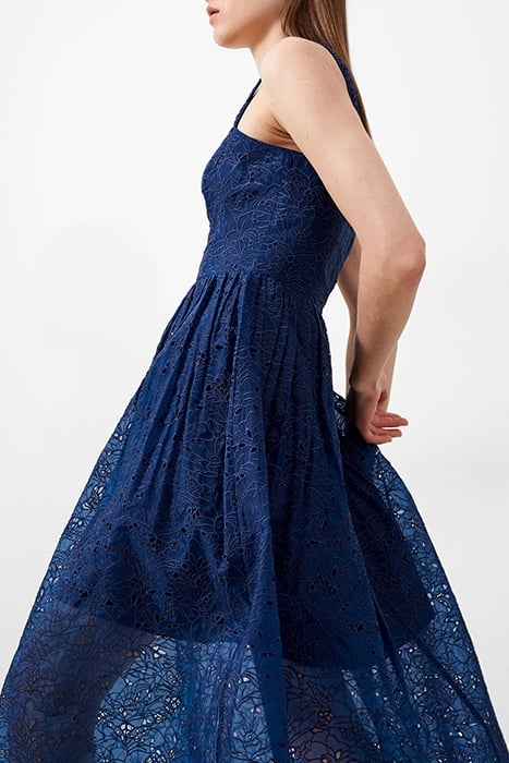EMBROIDERED LACE STRAPPY DRESS BLUE 4
