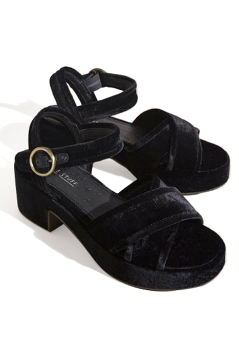 VELVET PLATFORM SANDAL PURE BLACK 2