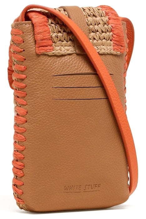 CLARA BUCKLE RAFFIA PHONE BAG ORANGE 2